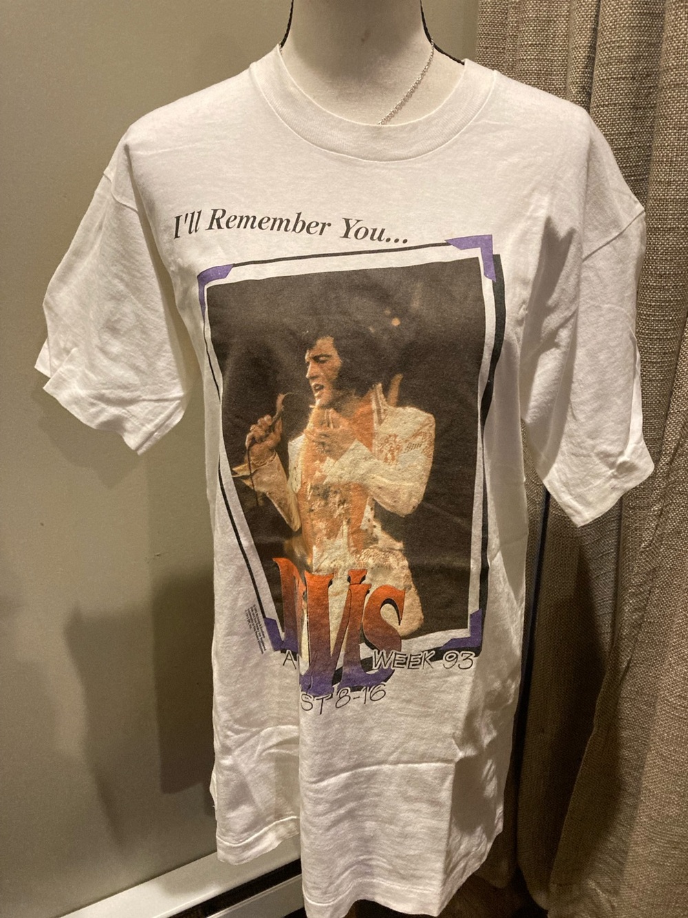Fruit of the Loom White Elvis 'I'll Remember You' Graphic Tee